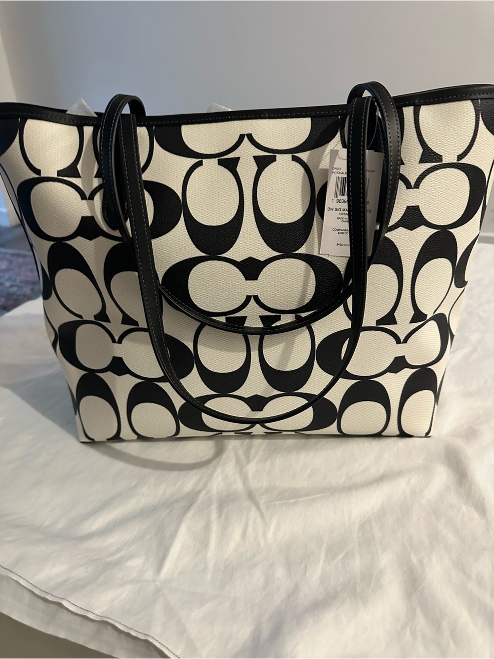 Coach Black & White Signature Tote - Picture 7 of 10